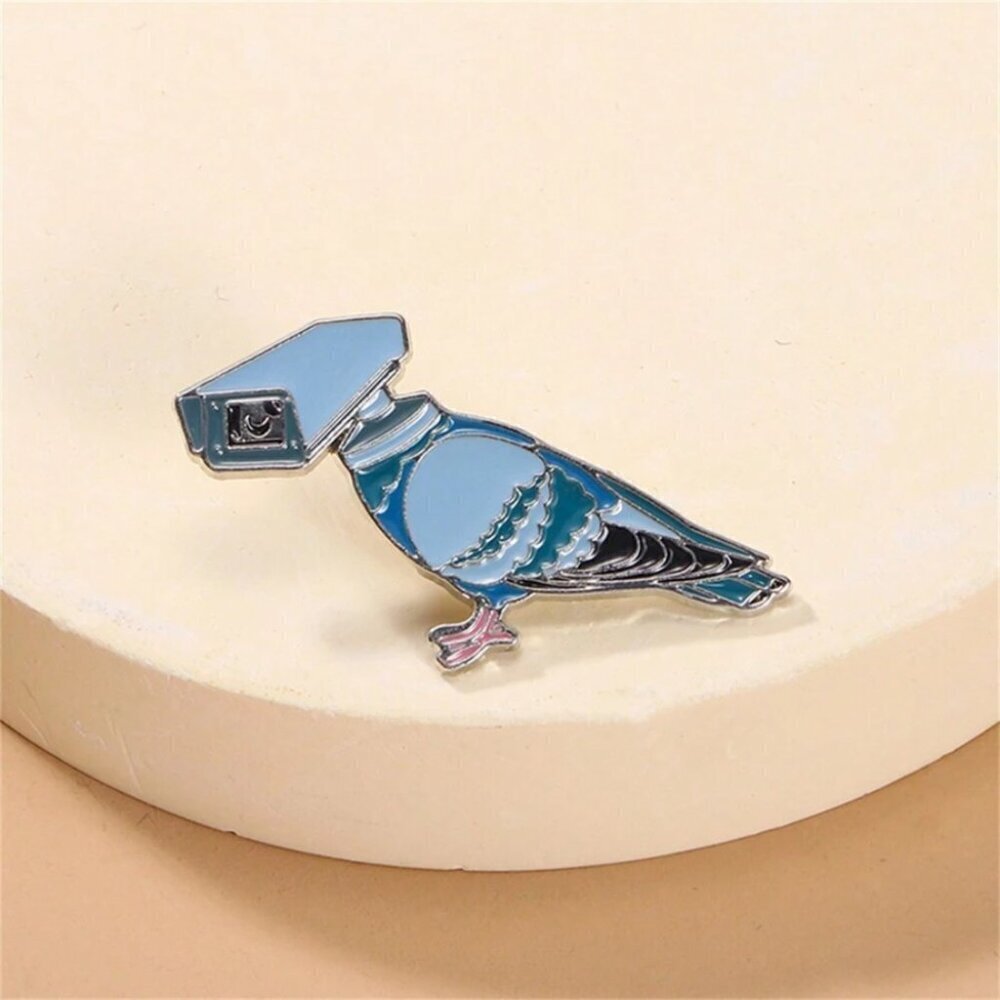 Cartoon Cute Pigeon Camera Enamel Pin Custom Decorative Brooches Lapel Bag